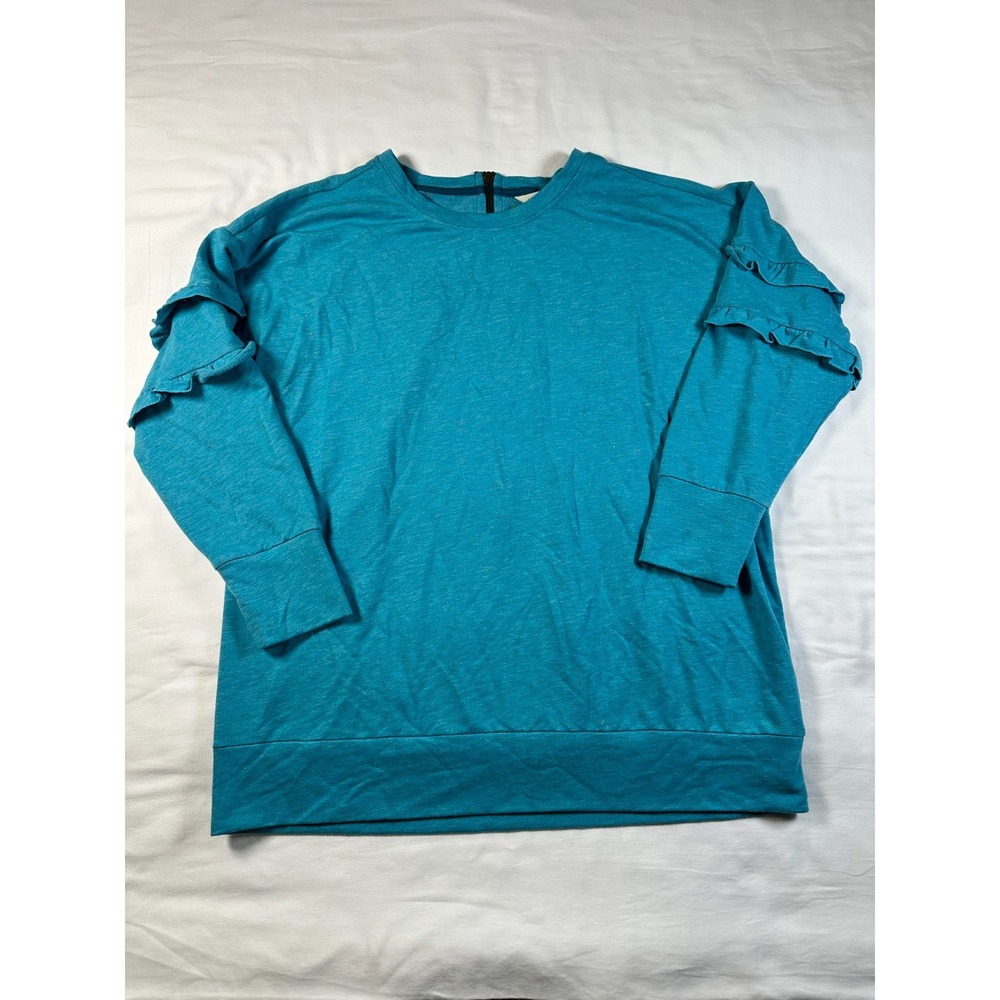 Matilda Jane Wonderment Our Song Women's‎ Top Sweat Shirt Size Small Blue Ruffle